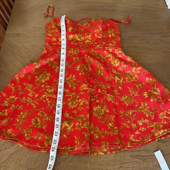 Urban Outfitters Red & Gold French Provincial Floral Mini Dress Size Small - Picture 12 of 12